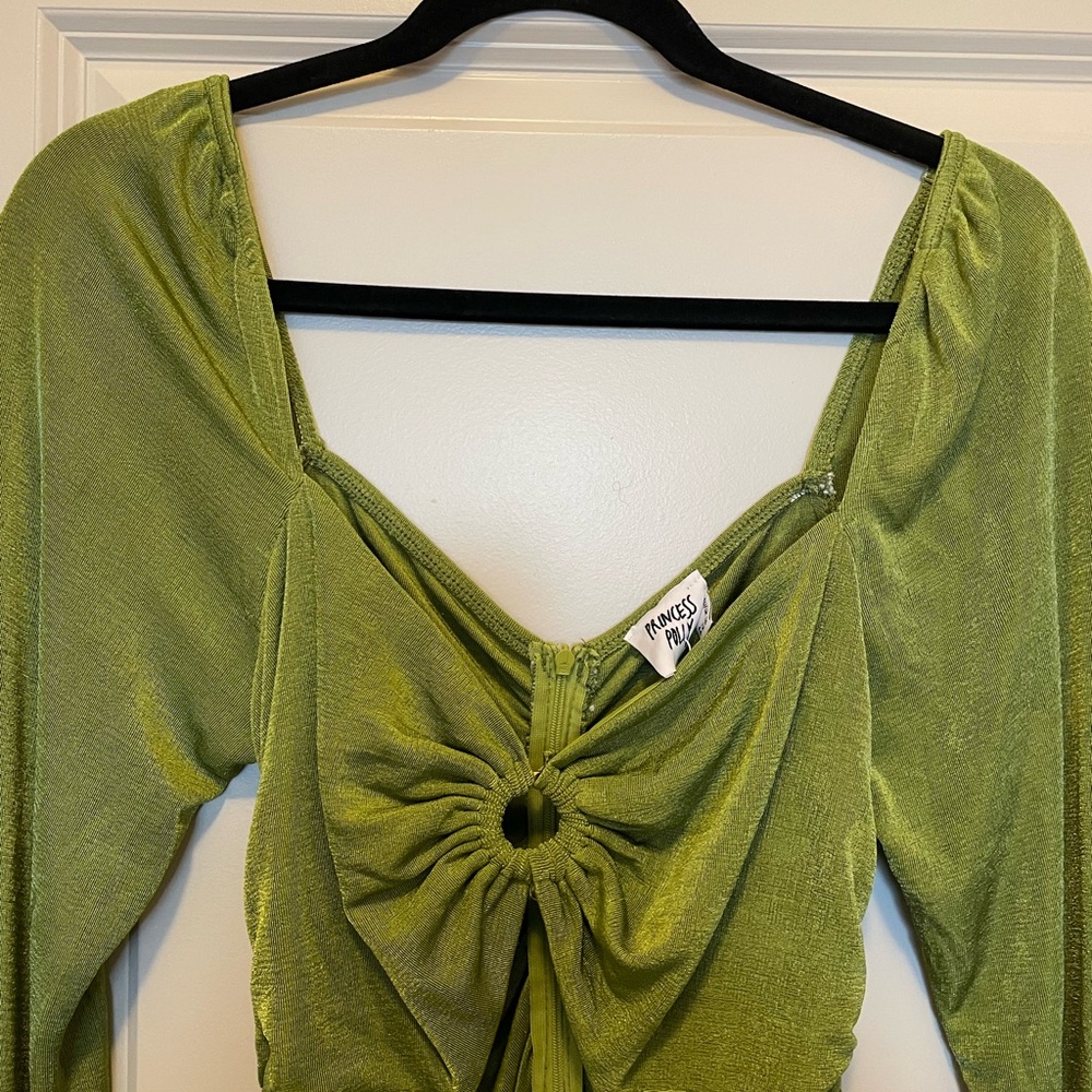 Princess Polly Olive Green Loriella Long Sleeve Romper - Picture 5 of 10